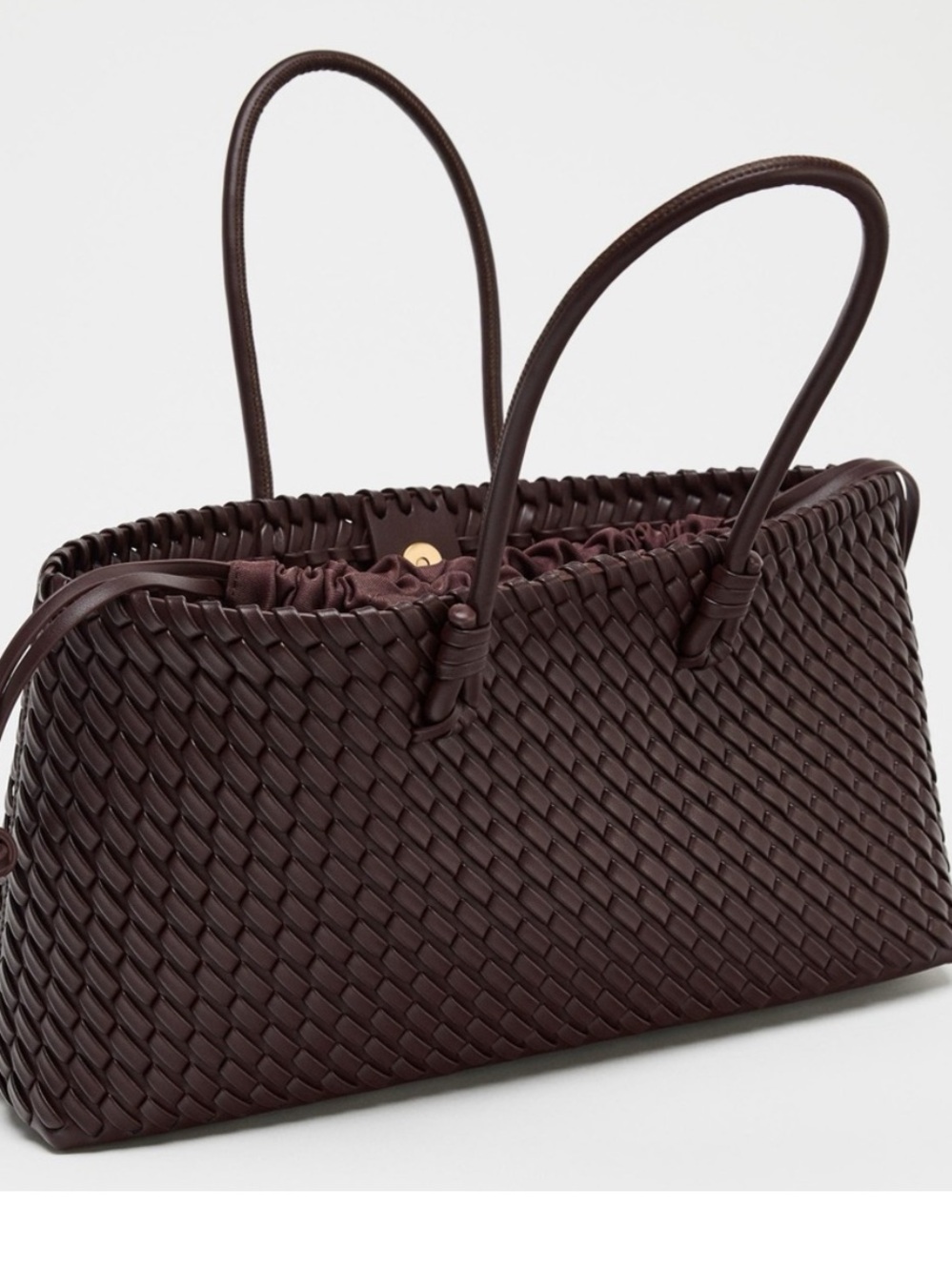 Zara Woven/Braided Leather Bag - burgundy - Picture 4 of 9